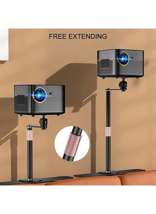 White Adjustable Projector Stand With 360 Rotating Base Heavy Duty Steel - Image 1